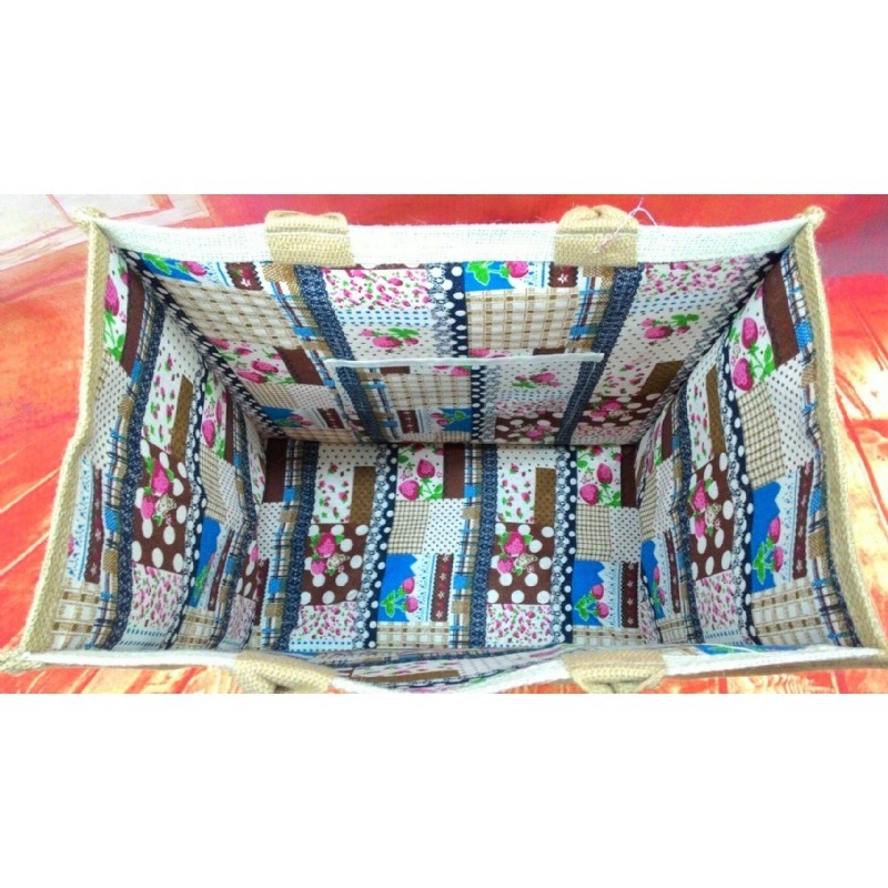 小麥手作舖︱大方款【有內裡-前後白】加長提把麻布袋︱蝶古巴特 拼貼麻布袋 彩繪胚布袋 購物袋 午餐袋 手提袋 環保袋-細節圖6