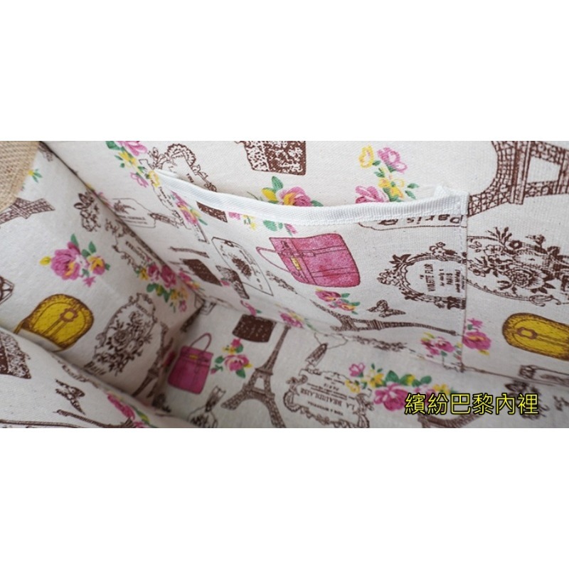 小麥手作舖︱大方款【有內裡-前後白】加長提把麻布袋︱蝶古巴特 拼貼麻布袋 彩繪胚布袋 購物袋 午餐袋 手提袋 環保袋-細節圖10