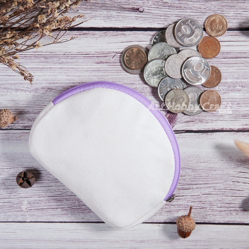 小麥手作舖︱半圓零錢包︱胚布白色 零錢包 帆布錢包 錢包 半圓錢包 拉鍊零錢包  蝶古巴特零錢包 零錢收納包 零錢袋-細節圖4