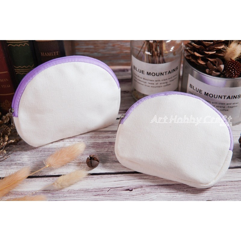 小麥手作舖︱半圓零錢包︱胚布白色 零錢包 帆布錢包 錢包 半圓錢包 拉鍊零錢包  蝶古巴特零錢包 零錢收納包 零錢袋-細節圖5