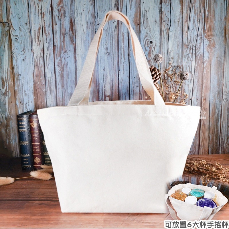 小麥手作舖︱【六杯飲料購物袋】大寬底便當袋/帆布袋︱MIT帆布袋 帆布手提包 帆布包 手提袋 蝶古巴特 收納袋 環保袋-細節圖3