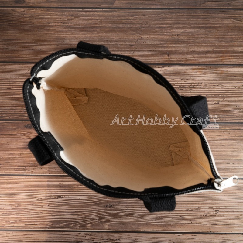 小麥手作舖︱【長提把】(小)梯型拉鍊帆布袋【胚布米色】︱MIT帆布袋 帆布手提包 帆布包 手提袋 收納袋 環保袋 胚布袋-細節圖4