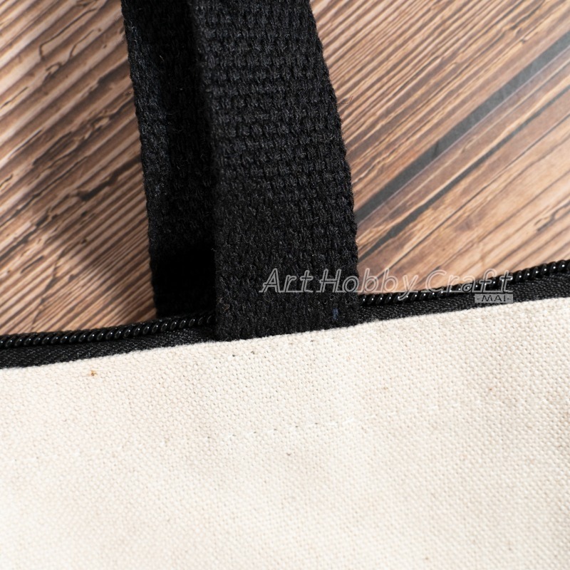 小麥手作舖︱【長提把】(小)梯型拉鍊帆布袋【胚布米色】︱MIT帆布袋 帆布手提包 帆布包 手提袋 收納袋 環保袋 胚布袋-細節圖5