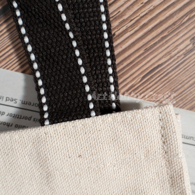 小麥手作舖︱【按扣款/有內袋便當袋】胚布米色︱帆布手提包 帆布包 手提袋 蝶古巴特 收納袋 環保袋 便當袋 購物袋-細節圖6