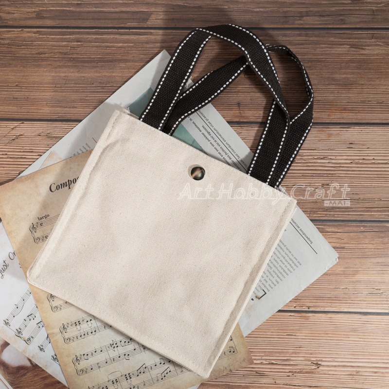 小麥手作舖︱【按扣款/有內袋便當袋】胚布米色︱帆布手提包 帆布包 手提袋 蝶古巴特 收納袋 環保袋 便當袋 購物袋-細節圖9