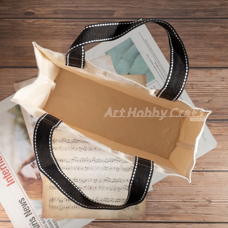 小麥手作舖︱手提小帆袋(有底)【胚布米色】︱MIT帆布袋 帆布手提包 帆布包 蝶古巴特 手提袋 收納袋 環保袋 胚布袋-細節圖4