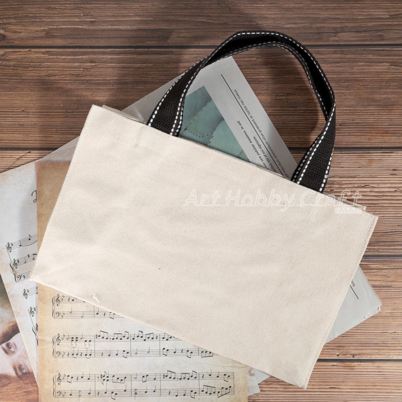 小麥手作舖︱手提小帆袋(有底)【胚布米色】︱MIT帆布袋 帆布手提包 帆布包 蝶古巴特 手提袋 收納袋 環保袋 胚布袋-細節圖5