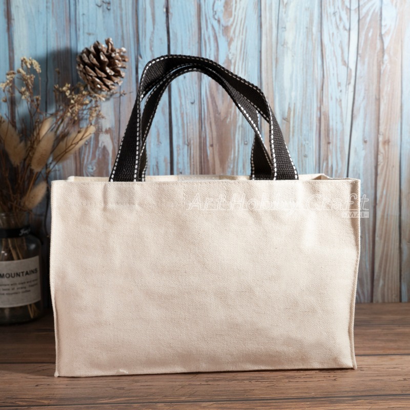 小麥手作舖︱手提小帆袋(有底)【胚布米色】︱MIT帆布袋 帆布手提包 帆布包 蝶古巴特 手提袋 收納袋 環保袋 胚布袋-細節圖6