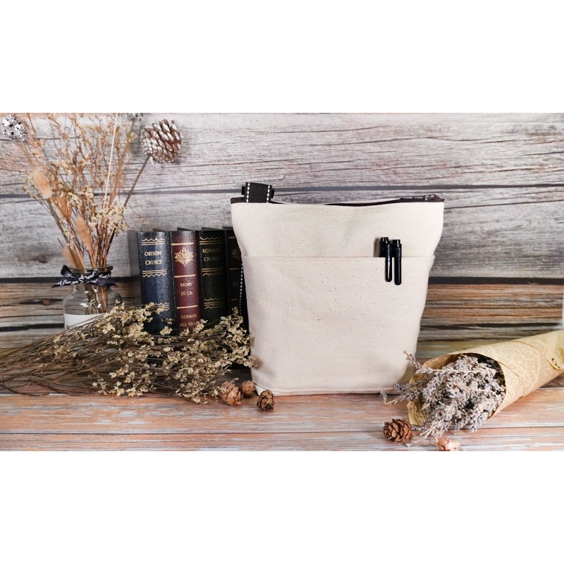 小麥手作舖︱前袋斜背拉鍊包︱背包 單肩包 隨身包 斜挎包 布包 女生包包 斜背包 蝶古巴特 收納袋 環保袋 側背包帆布包-細節圖8