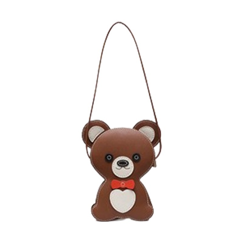 小麥手作舖︱手縫DIY小熊包∣卡通可愛自製包包 DIY 材料包 手作材料包 編織包 皮革材料包 手做禮物 手縫包 小熊包-細節圖2