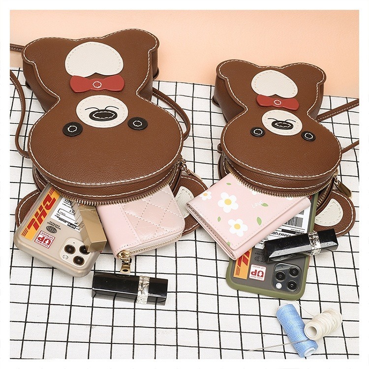 小麥手作舖︱手縫DIY小熊包∣卡通可愛自製包包 DIY 材料包 手作材料包 編織包 皮革材料包 手做禮物 手縫包 小熊包-細節圖6