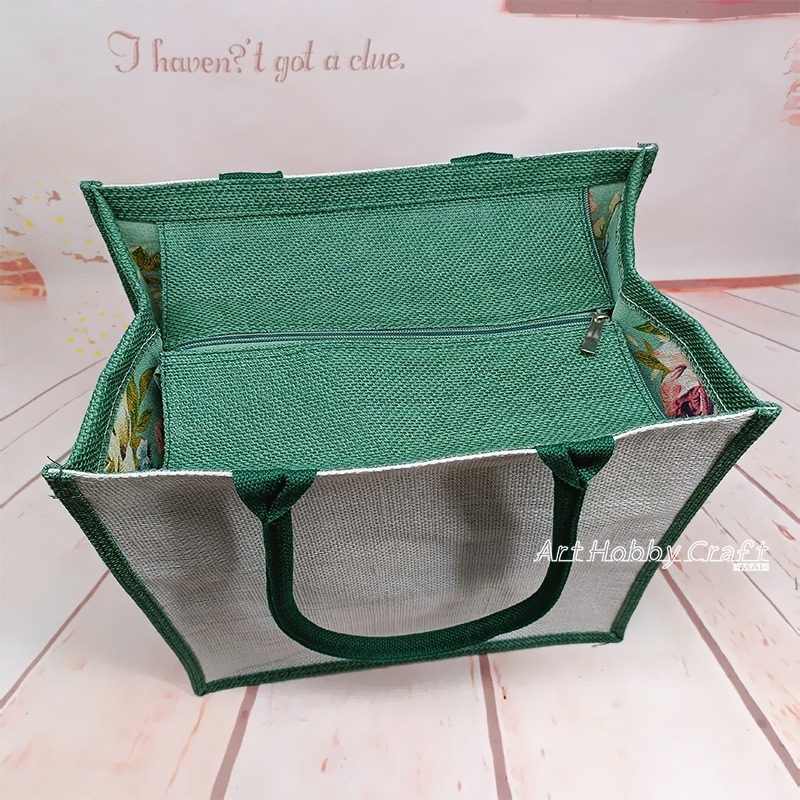 彩側邊-大方拉鍊麻布袋∣大方前後白 蝶古巴特 拼貼麻布袋 大寬底購物袋 防水膜麻布袋 環保袋  蝶古巴特∣小麥手作舖-細節圖7