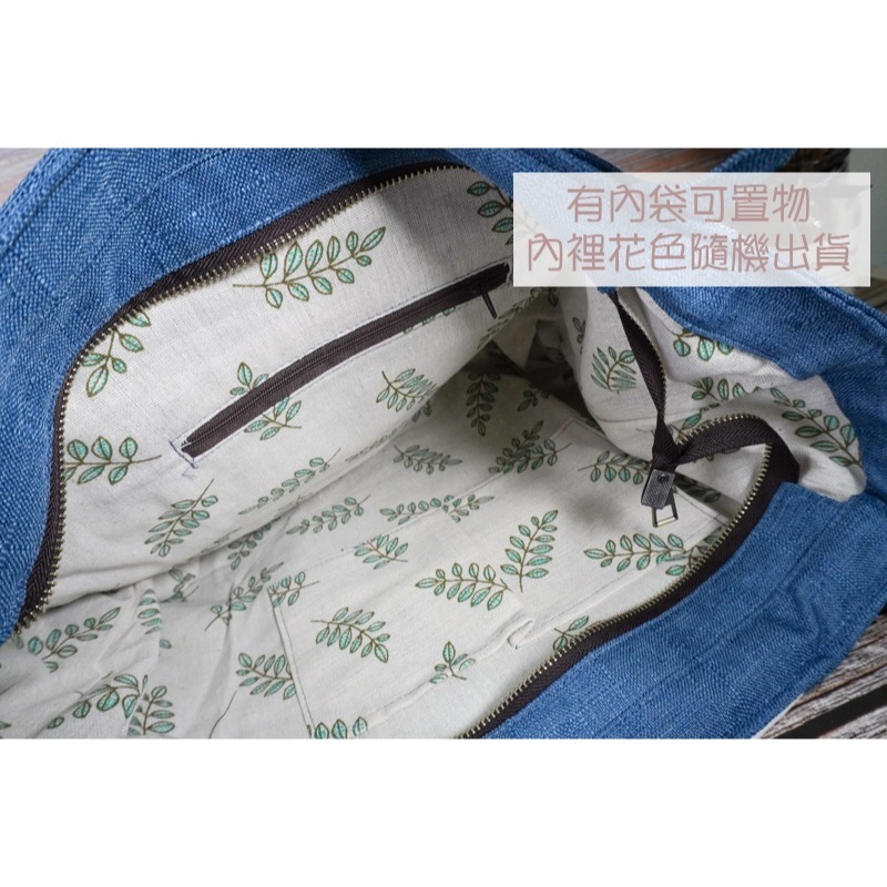 藍白拼接-青花瓷扣拉鍊側背包∣台灣現貨 拼貼帆布包 蝶古巴特帆布袋 彩繪素胚包 亞麻托特包 手作材料 ∣小麥手作舖-細節圖6