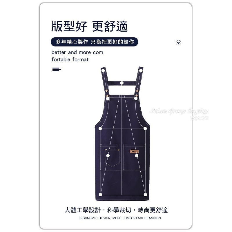 H型牛仔圍裙∣台灣現貨 雙肩背帶 H型圍裙 家用廚房圍裙 無袖圍腰 男女通用圍裙∣ 小麥手作舖-細節圖8