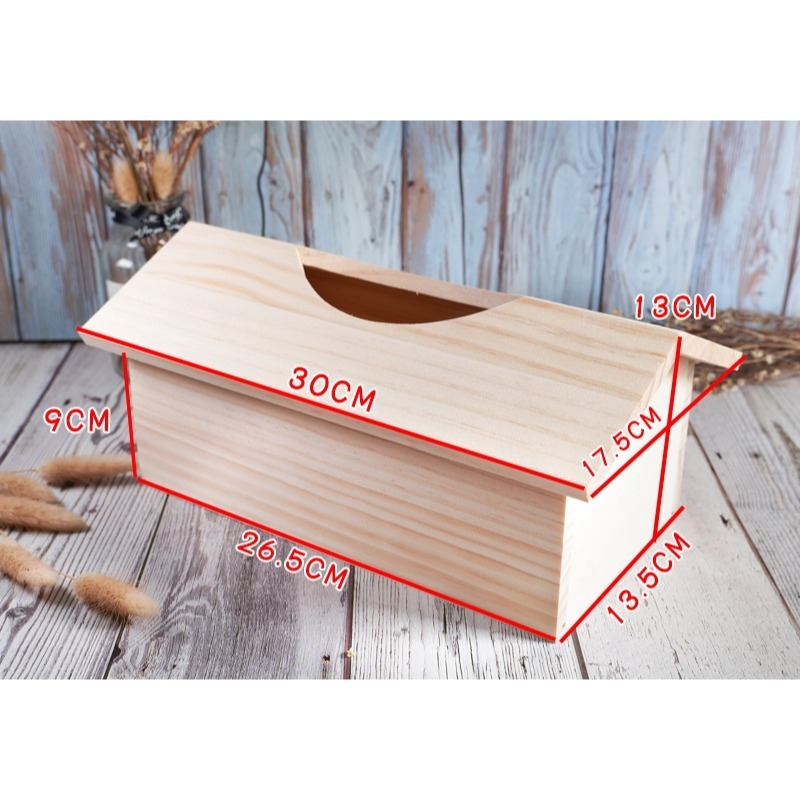 松木=屋簷式面紙盒∣面紙盒 衛生紙盒 客廳收納 抽取式面紙盒 蝶古巴特 拼貼 彩繪 木器 素胚 衛生收納盒∣小麥手作舖-細節圖3