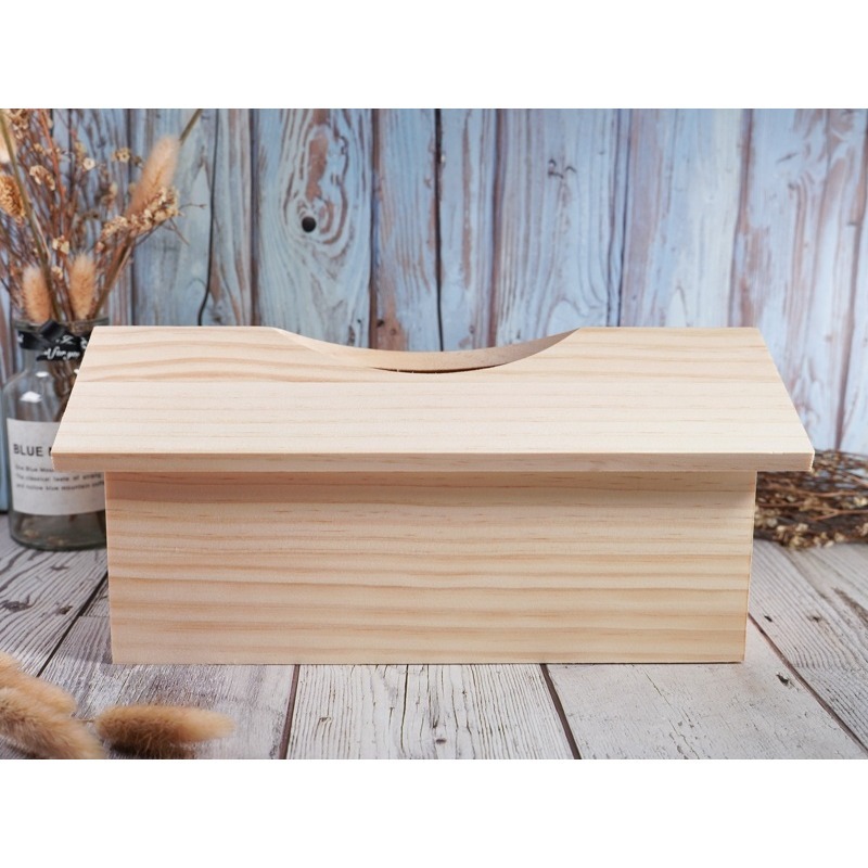 松木=屋簷式面紙盒∣面紙盒 衛生紙盒 客廳收納 抽取式面紙盒 蝶古巴特 拼貼 彩繪 木器 素胚 衛生收納盒∣小麥手作舖-細節圖6