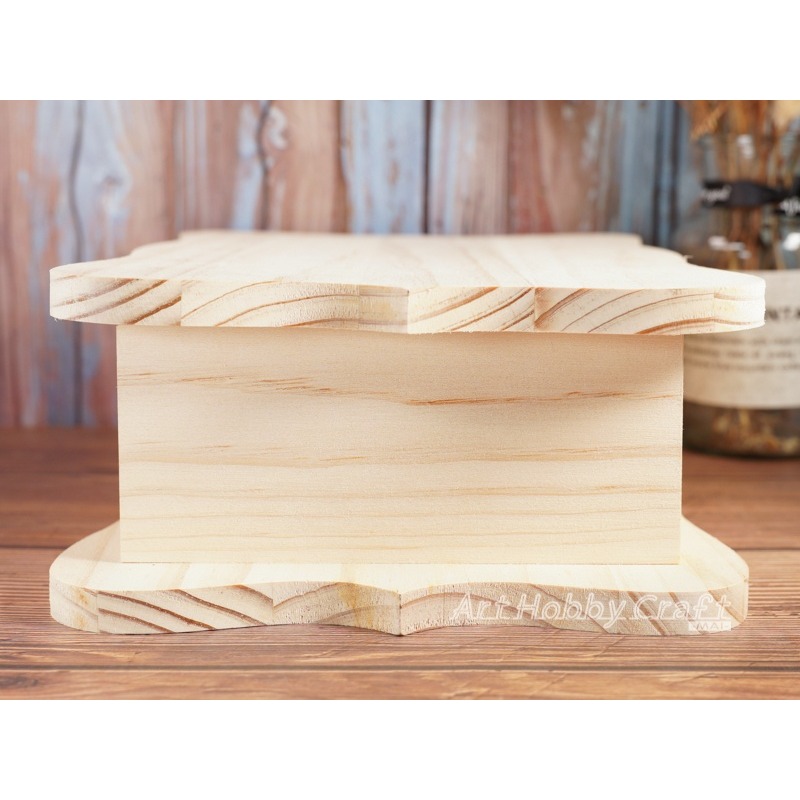 小麥手作舖∣松木~花邊置物盒【中】∣收納盒 整理盒 松木置物盒 蝶古巴特 Decoupage 拼貼 彩繪 DIY 手作-細節圖6