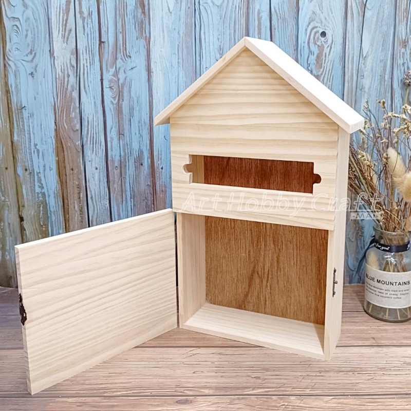 小麥手作舖∣松木【大A】屋形信箱∣松木信箱 DIY信箱 戶外裝飾 信件收納 自然木質 蝶古巴特 拼貼 彩繪 木器 素胚-細節圖5