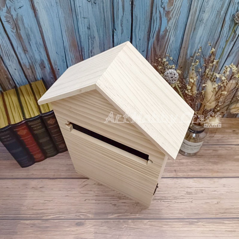 小麥手作舖∣松木【大A】屋形信箱∣松木信箱 DIY信箱 戶外裝飾 信件收納 自然木質 蝶古巴特 拼貼 彩繪 木器 素胚-細節圖6
