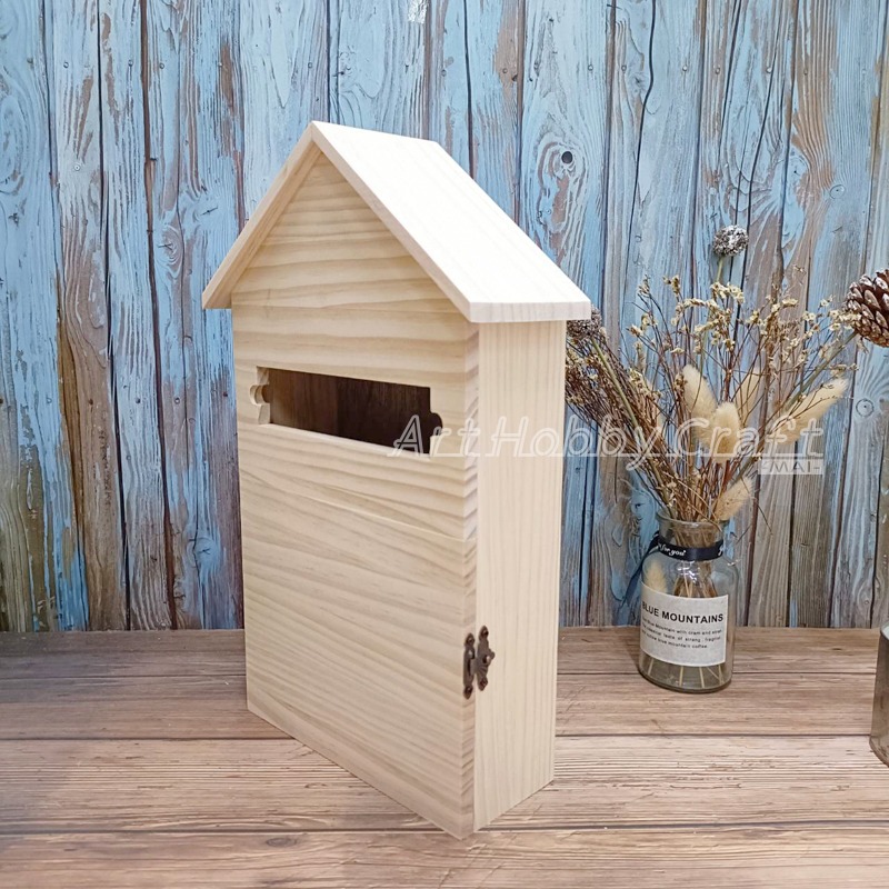 小麥手作舖∣松木【大A】屋形信箱∣松木信箱 DIY信箱 戶外裝飾 信件收納 自然木質 蝶古巴特 拼貼 彩繪 木器 素胚-細節圖8