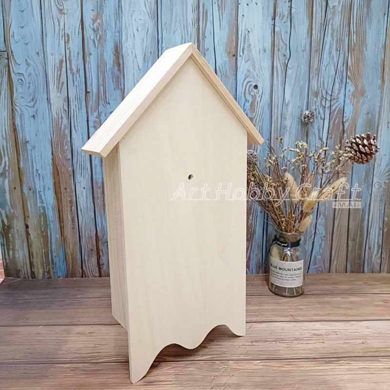 小麥手作舖∣屋型時鐘板∣屋型時鐘板 蝶古巴特 時鐘板 拼貼 彩繪 木器 DIY時鐘板 木製時鐘板 屋型時鐘木胚 木質鐘板-細節圖4