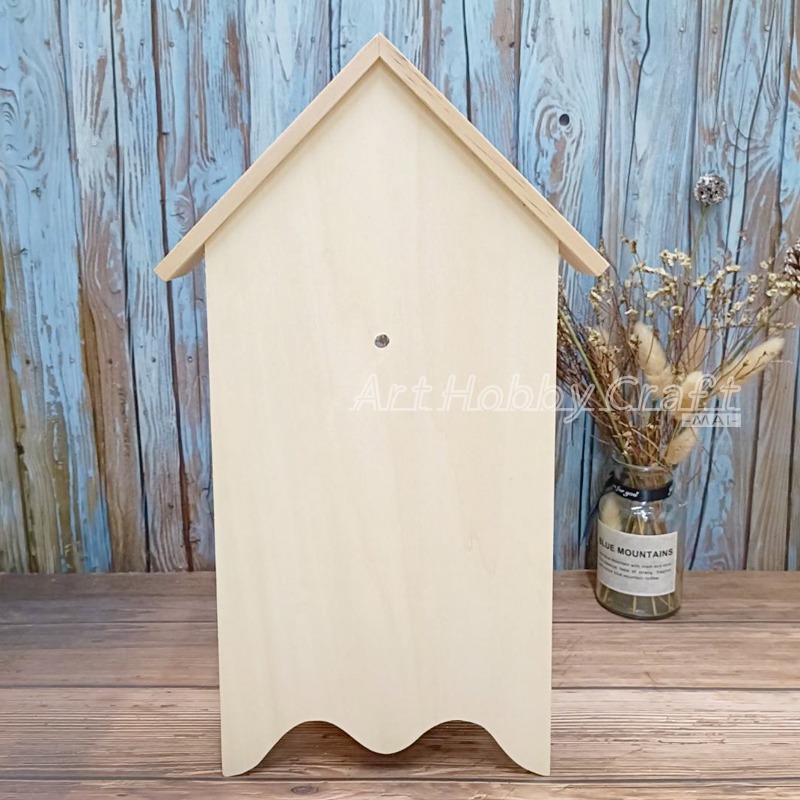 小麥手作舖∣屋型時鐘板∣屋型時鐘板 蝶古巴特 時鐘板 拼貼 彩繪 木器 DIY時鐘板 木製時鐘板 屋型時鐘木胚 木質鐘板-細節圖5