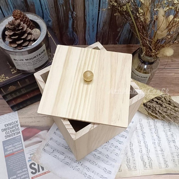 小麥手作舖∣松木方形-高款收納盒∣蝶古巴特 收納盒 松木收納盒 DIY 創意 多用途收納盒 居家收納盒 松木收納盒-細節圖4