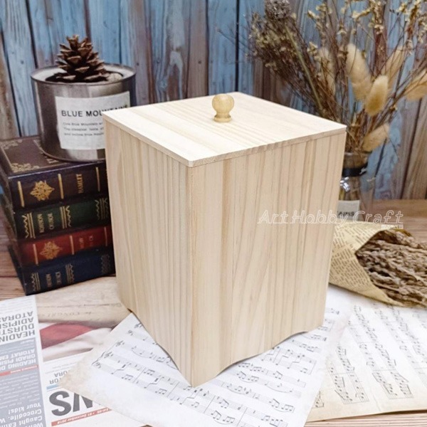 小麥手作舖∣松木方形-高款收納盒∣蝶古巴特 收納盒 松木收納盒 DIY 創意 多用途收納盒 居家收納盒 松木收納盒-細節圖5