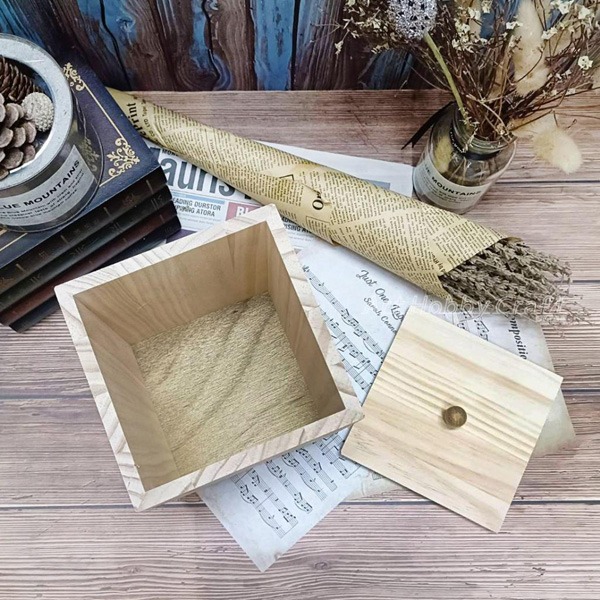 小麥手作舖∣松木方形-高款收納盒∣蝶古巴特 收納盒 松木收納盒 DIY 創意 多用途收納盒 居家收納盒 松木收納盒-細節圖6