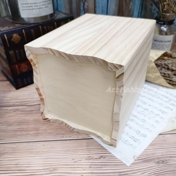 小麥手作舖∣松木方形-高款收納盒∣蝶古巴特 收納盒 松木收納盒 DIY 創意 多用途收納盒 居家收納盒 松木收納盒-細節圖7