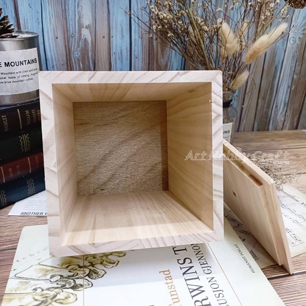 小麥手作舖∣松木方形-高款收納盒∣蝶古巴特 收納盒 松木收納盒 DIY 創意 多用途收納盒 居家收納盒 松木收納盒-細節圖8