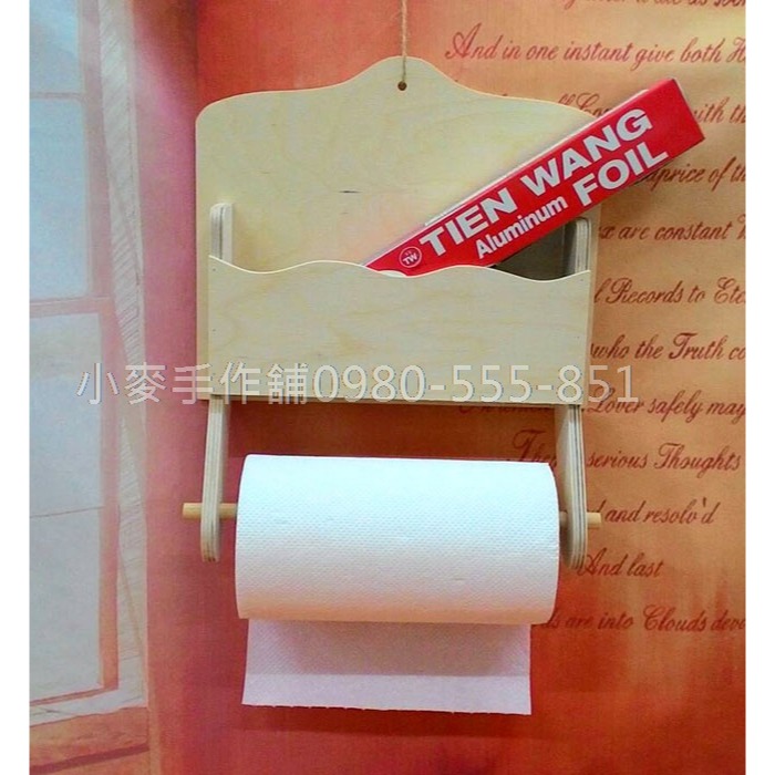小麥手作舖∣廚房置物架加紙巾架∣紙巾架 蝶古巴特 拼貼 彩繪木器DIY 美勞 置物架 捲筒紙巾架 收納架 木質置物架-細節圖4