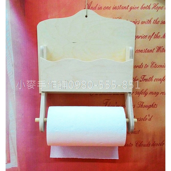 小麥手作舖∣廚房置物架加紙巾架∣紙巾架 蝶古巴特 拼貼 彩繪木器DIY 美勞 置物架 捲筒紙巾架 收納架 木質置物架-細節圖10