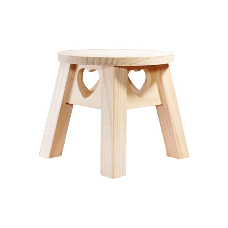 松木愛心圓板凳【小】︱台灣現貨 實木椅凳 穿鞋椅 兒童椅 蝶古巴特拼貼素胚 木器彩繪 MIT台灣製︱小麥手作舖-細節圖2