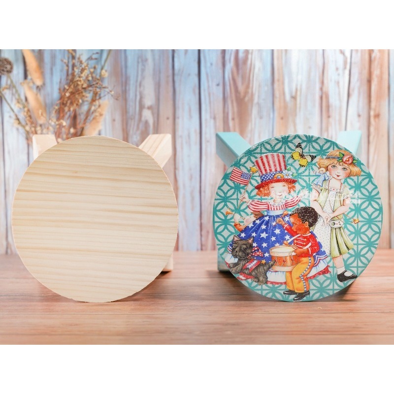 松木愛心圓板凳【小】︱台灣現貨 實木椅凳 穿鞋椅 兒童椅 蝶古巴特拼貼素胚 木器彩繪 MIT台灣製︱小麥手作舖-細節圖5