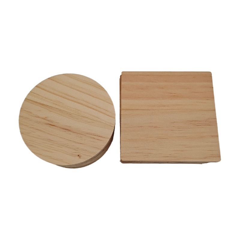 松木杯墊 松木波浪式【杯墊盒】∣ 實木杯墊 彩繪 松木杯墊 手作 圓木杯墊 方木杯墊 蝶古巴特 拼貼∣小麥手作舖-細節圖2