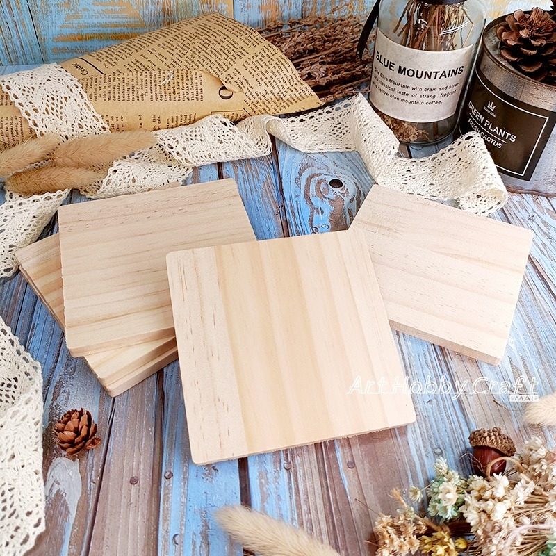 松木杯墊 松木波浪式【杯墊盒】∣ 實木杯墊 彩繪 松木杯墊 手作 圓木杯墊 方木杯墊 蝶古巴特 拼貼∣小麥手作舖-細節圖4
