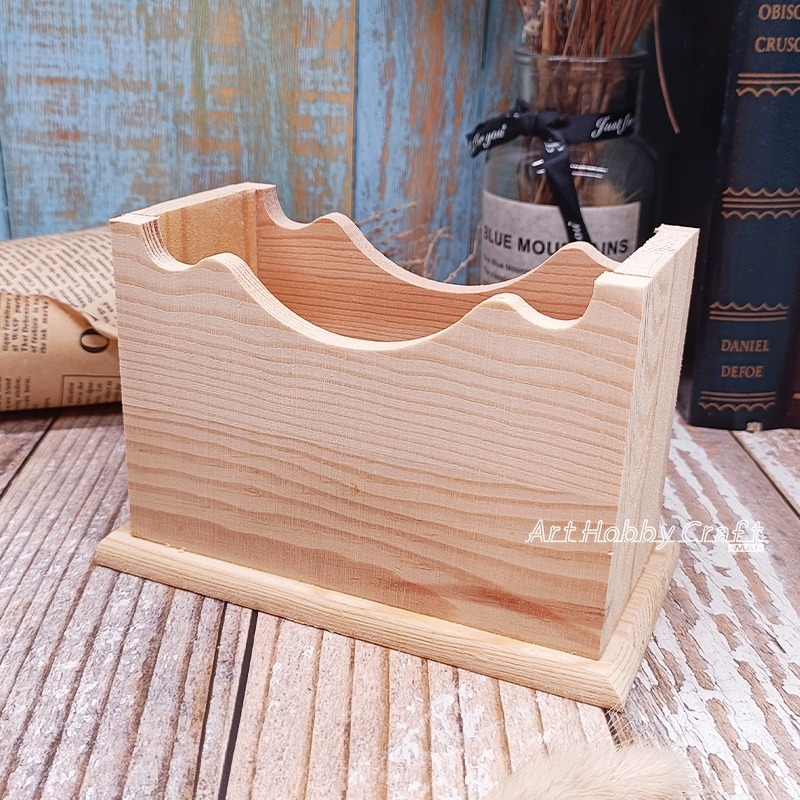 松木杯墊 松木波浪式【杯墊盒】∣ 實木杯墊 彩繪 松木杯墊 手作 圓木杯墊 方木杯墊 蝶古巴特 拼貼∣小麥手作舖-細節圖6