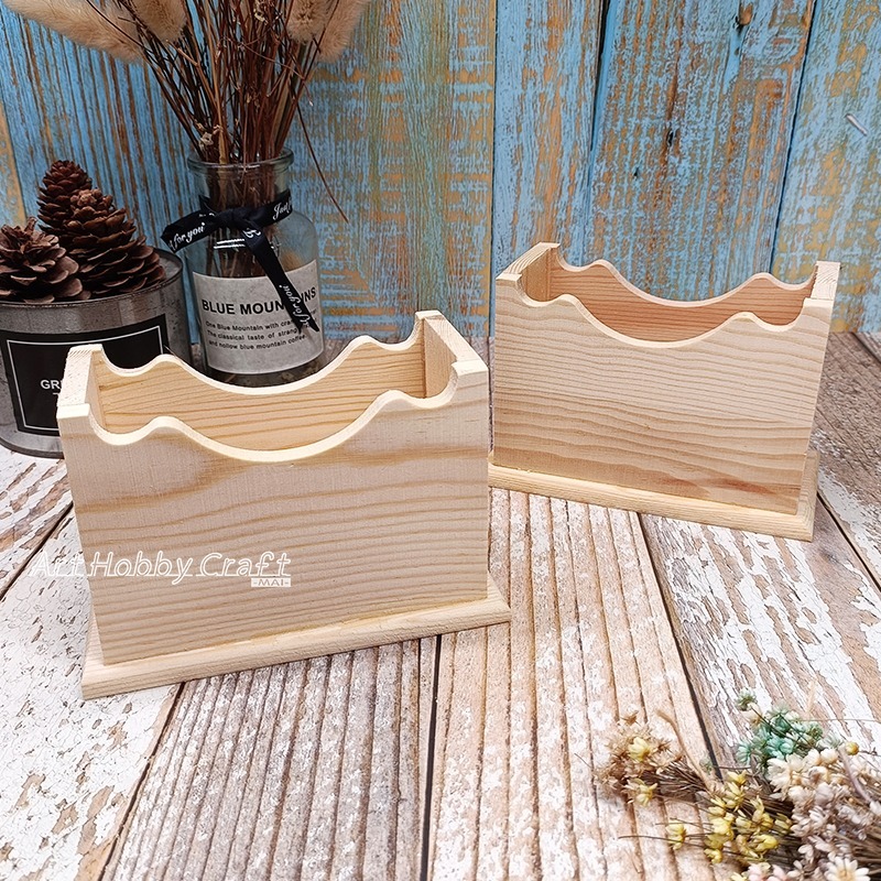 松木杯墊 松木波浪式【杯墊盒】∣ 實木杯墊 彩繪 松木杯墊 手作 圓木杯墊 方木杯墊 蝶古巴特 拼貼∣小麥手作舖-細節圖9