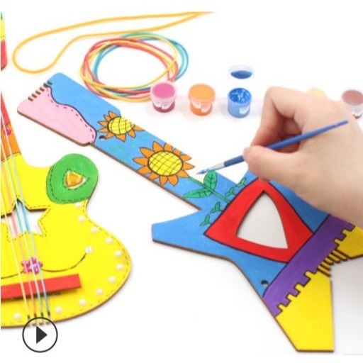 吉它創意材料包︱台灣現貨 自製樂器 木質吉他 DIY樂器 親子互動 吉他材料包 幼兒美勞教材 美術手工活動︱ 小麥手作舖-細節圖3