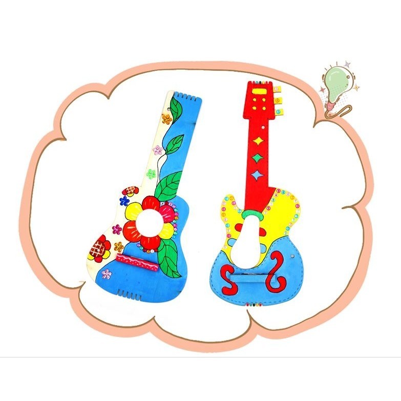 吉它創意材料包︱台灣現貨 自製樂器 木質吉他 DIY樂器 親子互動 吉他材料包 幼兒美勞教材 美術手工活動︱ 小麥手作舖-細節圖7