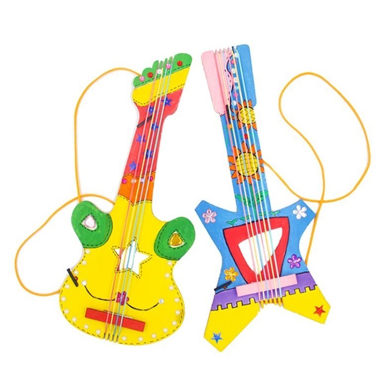 吉它創意材料包︱台灣現貨 自製樂器 木質吉他 DIY樂器 親子互動 吉他材料包 幼兒美勞教材 美術手工活動︱ 小麥手作舖-細節圖9