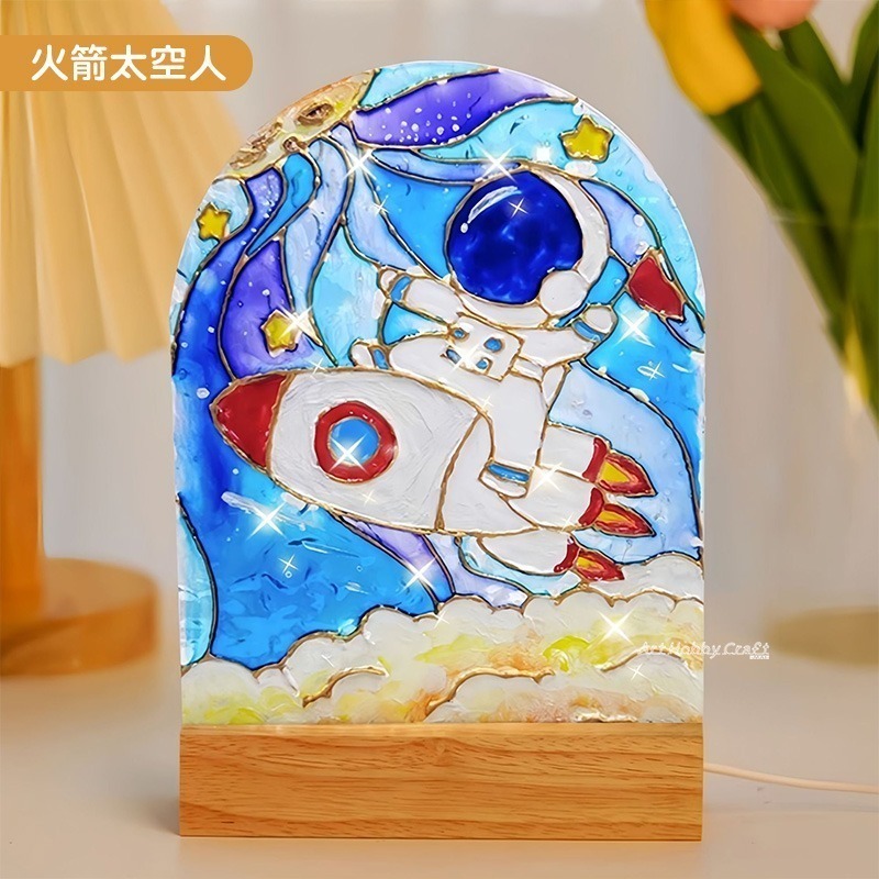 台灣現貨 小麥手作舖︱波紋板夜燈DIY材料組︱氛圍感 鬱金香水波紋 繪畫透明亞克力板 玻璃畫板 小夜燈 手繪夜燈DIY-規格圖9