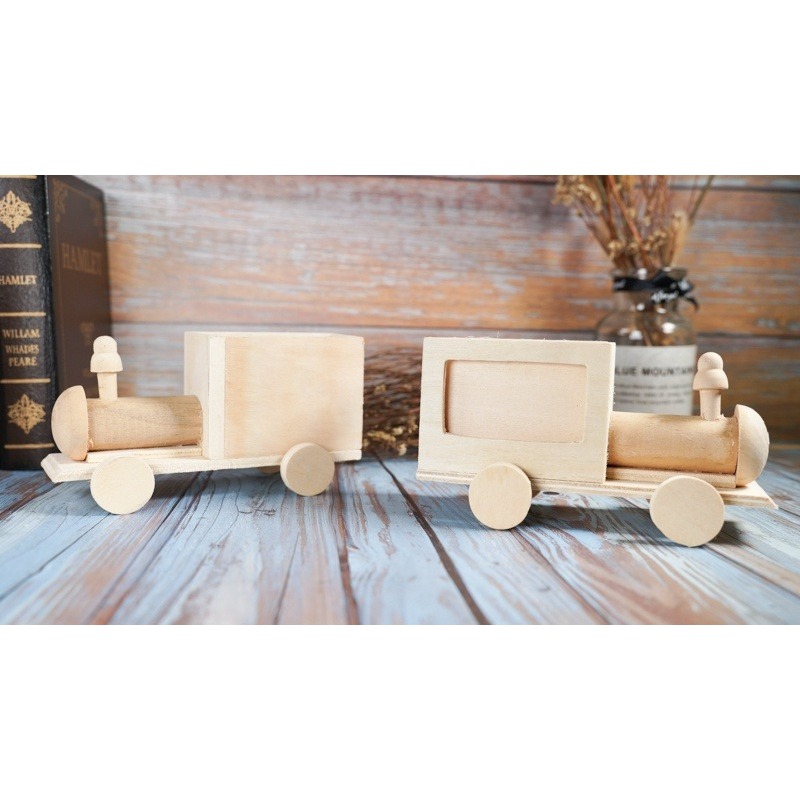 台灣現貨 小麥手作舖∣火車頭相框筆筒∣蝶古巴特 拼貼 彩繪 木器 素胚 原胚 DIY 美勞 幼兒園 安親班 手作材料-細節圖3