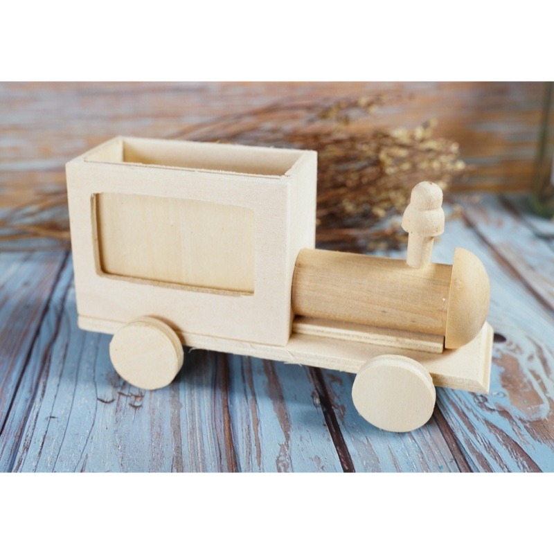 台灣現貨 小麥手作舖∣火車頭相框筆筒∣蝶古巴特 拼貼 彩繪 木器 素胚 原胚 DIY 美勞 幼兒園 安親班 手作材料-規格圖5