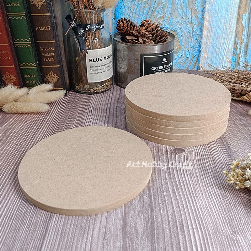 台灣現貨 小麥手作舖︱圓板13公分︱密度板 圓木板 黏土底板 相框背板 DIY材料 蝶古巴特 拼貼 彩繪 素胚 幼兒園-細節圖3
