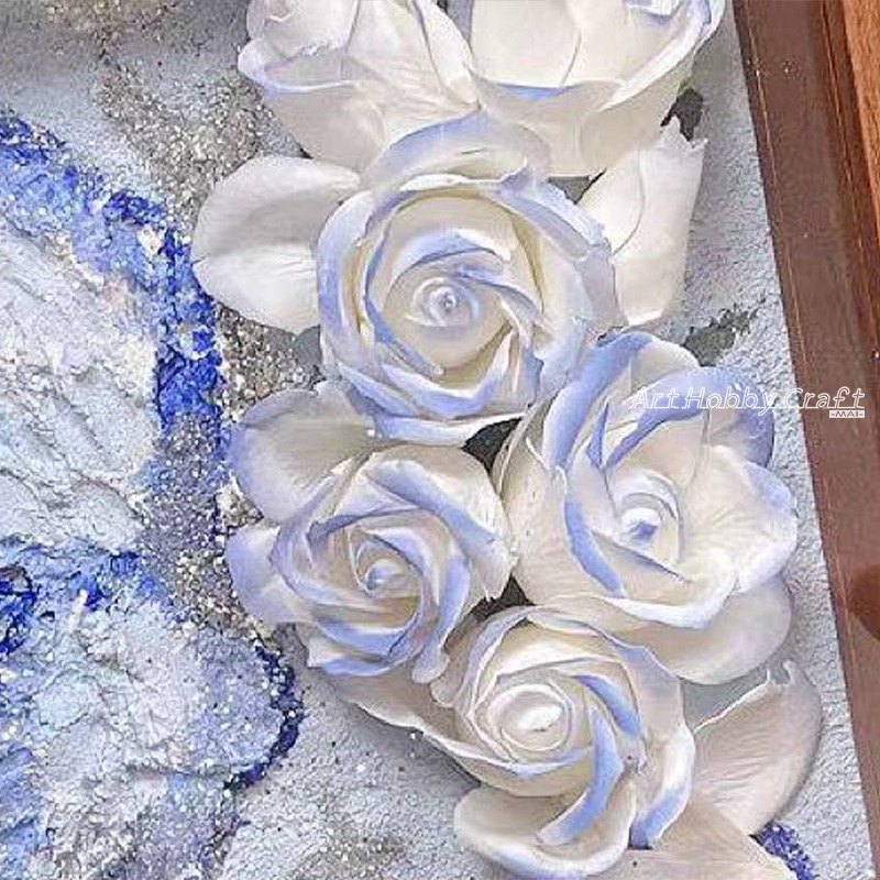 台灣現貨 小麥手作舖︱蝴蝶玫瑰花肌理畫相框︱玫瑰花相框 材料包 手作DIY材料包 立體裝飾 裝飾擺台-細節圖2