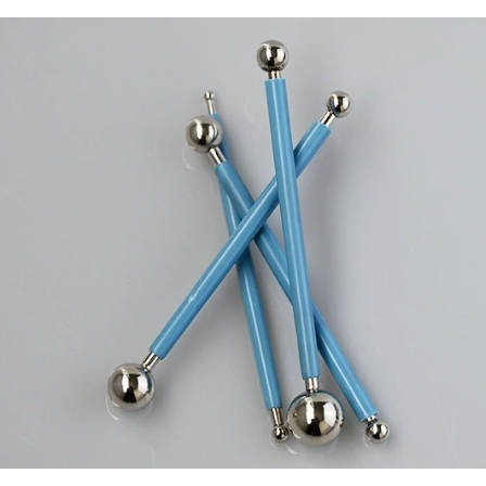 台灣現貨 小麥手作舖︱不銹鋼立體造型工具套組︱丸棒4件組 8頭不鏽鋼頭 球形丸棒雕刻組 蝶古巴特 拼貼 彩繪 DIY-細節圖3