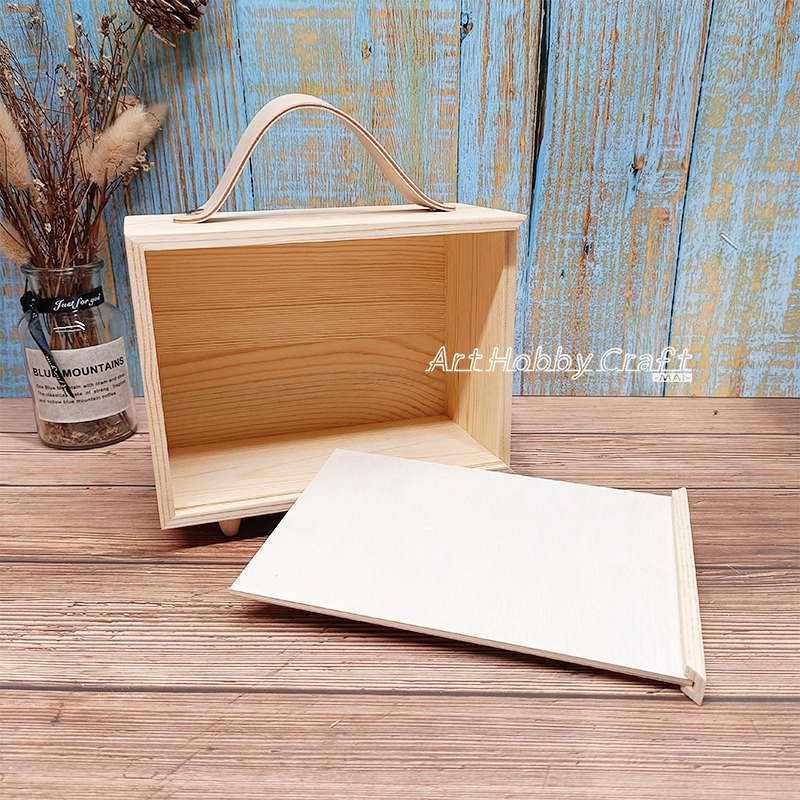 台灣現貨 小麥手作舖︱白皮革松木盒︱手提盒 生日盒 收納盒 喜糖盒 禮物盒 木盒 蝶古巴特 拼貼 彩繪 木器 素胚 原胚-細節圖9