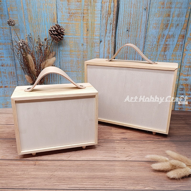 台灣現貨 小麥手作舖︱白皮革松木盒︱手提盒 生日盒 收納盒 喜糖盒 禮物盒 木盒 蝶古巴特 拼貼 彩繪 木器 素胚 原胚-細節圖10